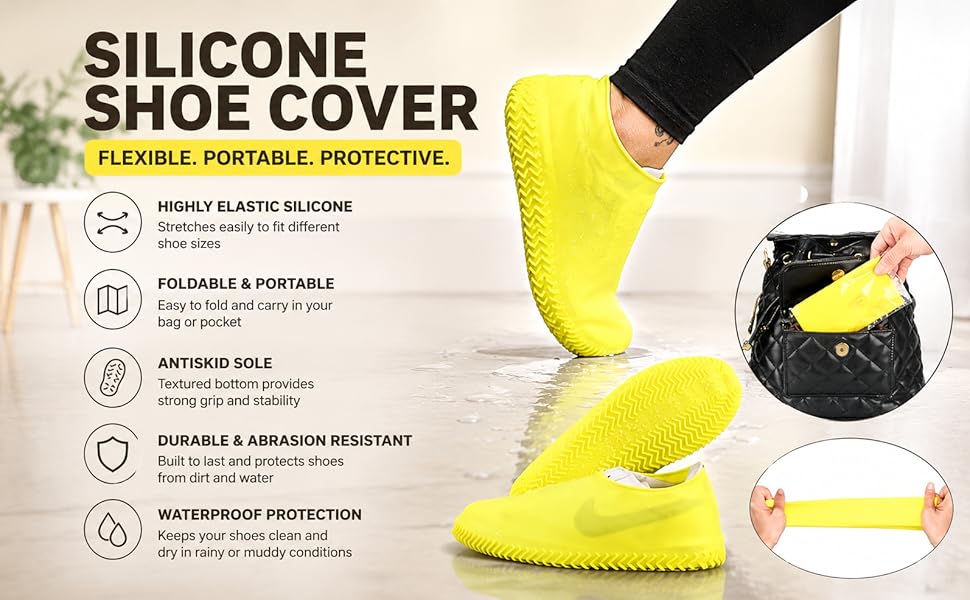 Waterproof Silicone Shoe Covers – Reusable, Anti-Skid Protection (Pack of 2)
